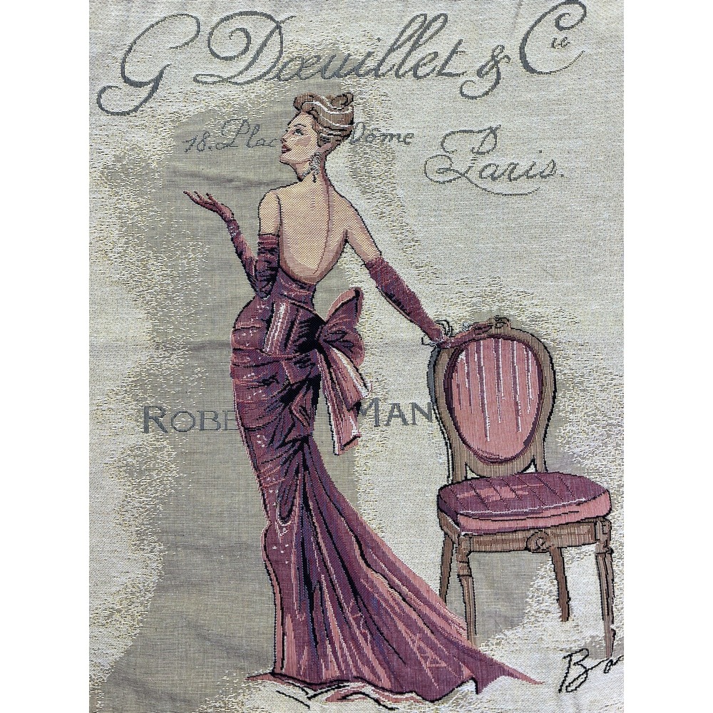 VTG Chad Barrett Set 2 Couture Paris Fashion Tapestry Pillow Covers 17.5 Pink